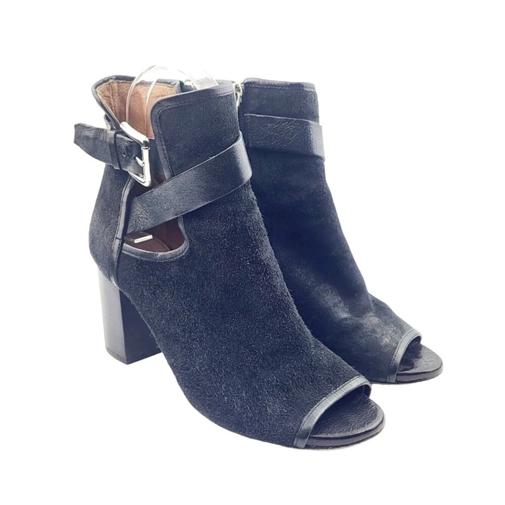 Donald J‎ Pliner Open Toe Block Heel Suede Boots - Size 7